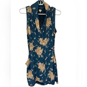 Wilfred Aritzia Sabine Turquoise Floral Sleeveless Dress